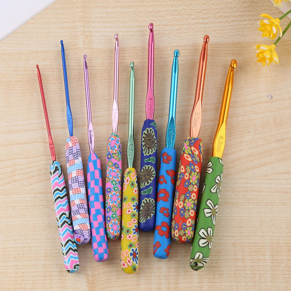 Hookzi - 9pcs Floral Crochet Hook Set