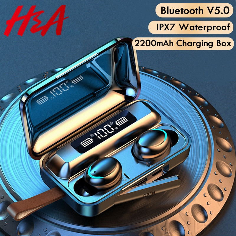 H&A Bluetooth V5.0 Earphones With 2200mAh Charging Box