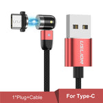 USLION 540 Degree Rotate Magnetic Cable For iPhone, Micro USB & Type C