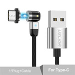 USLION 540 Degree Rotate Magnetic Cable For iPhone, Micro USB & Type C