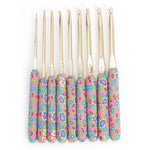 Floral Crochet Hook Set with Ceramic Handle - 9pcs
